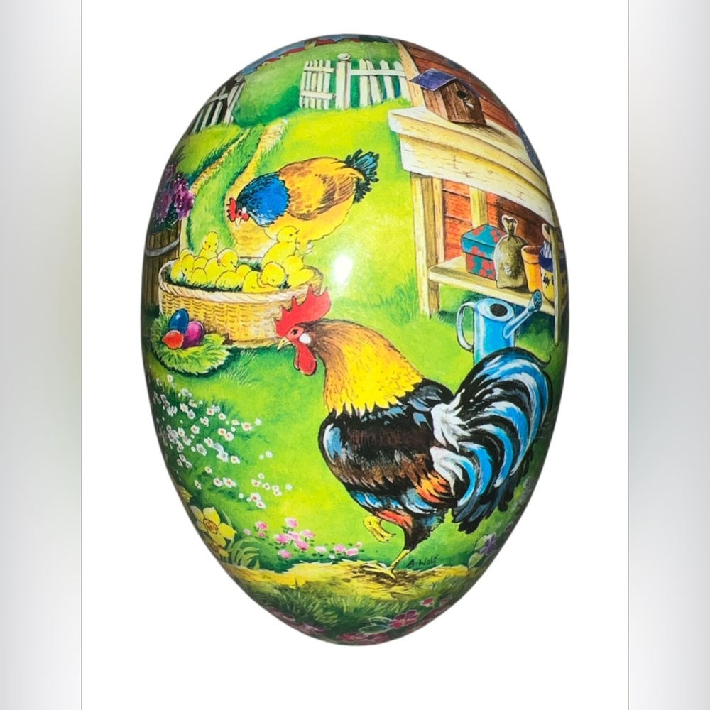 Vintage Easter Egg Nestler Paper Mache Hen Rooster Chicks Germany Container